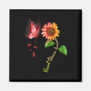 Butterfly Sunflower Heart Disease Awareness  Magnet