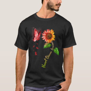 Butterfly Sunflower Heart Disease Awareness T-Shirt
