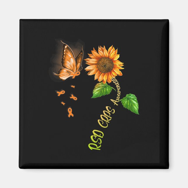 Butterfly Sunflower RSD CRPS Awareness  Magnet (Front)
