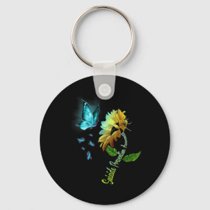 Butterfly Sunflower Suicide Prevention Awareness Key Ring