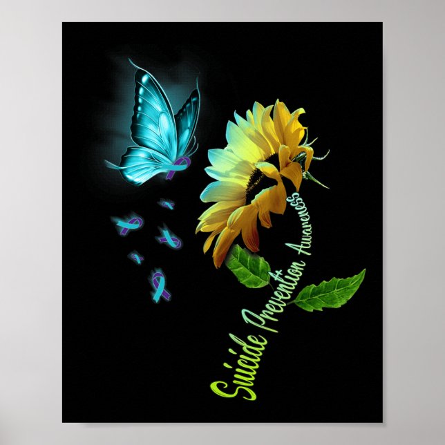 Butterfly Sunflower Suicide Prevention Awareness  Poster (Front)