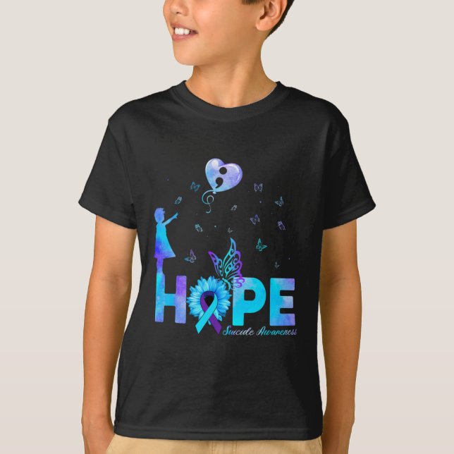 Butterfly Sunflower Suicide Prevention Awareness  T-Shirt (Front)