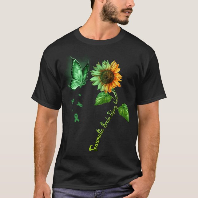 Butterfly Sunflower Traumatic Brain Injury T-Shirt (Front)