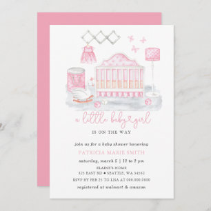 Butterfly Swan Princess Pink Girl Baby Shower Invitation