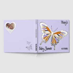 Butterfly Sweet Palette Baby Shower Silver Foil  Guest Book