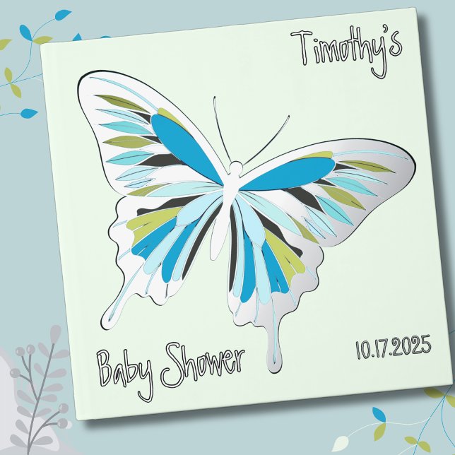 Butterfly Sweet Palette Baby Shower silver foil Guest Book (Creator Uploaded)