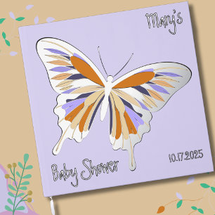 Butterfly Sweet Palette Baby Shower Silver Foil Guest Book