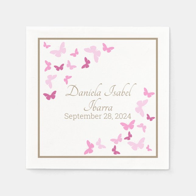 Butterfly Sweet Sixteen Quinceanera Shower Napkin (Front)