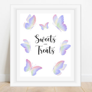 Butterfly sweets and treats baby shower poster