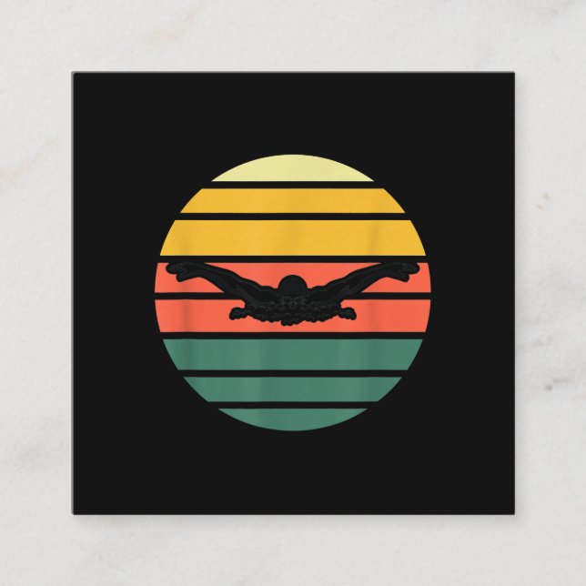 Butterfly Swimmer Swim Swimming Square Business Card (Front)