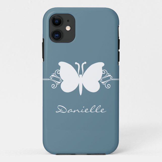 Butterfly Swirl BT iPhone 5 Case, Blue Case-Mate iPhone Case (Back)