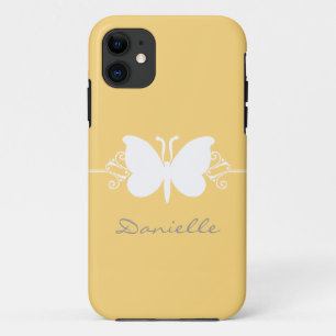 Butterfly Swirl BT iPhone 5 Case, Yellow iPhone 11 Case