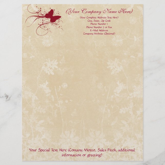 Butterfly Swirl Letterhead (Front)