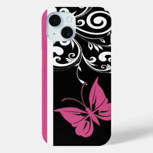 Butterfly Swirls Cranberry Pink iPhone 15 Case