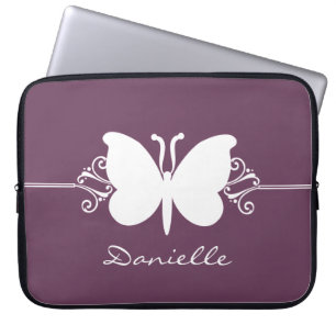 Butterfly Swirls Laptop Sleeve, Purple Sleeve