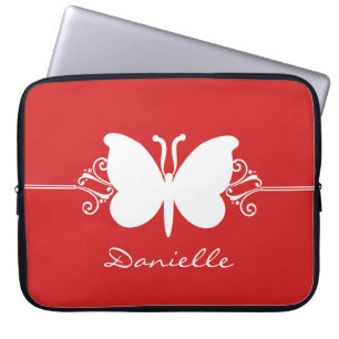 Butterfly Swirls Laptop Sleeve, Red Sleeve