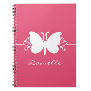 Butterfly Swirls Notebook, Pink Notebook