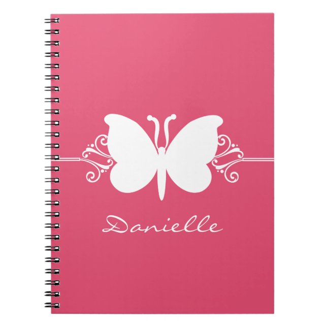 Butterfly Swirls Notebook, Pink Notebook (Front)