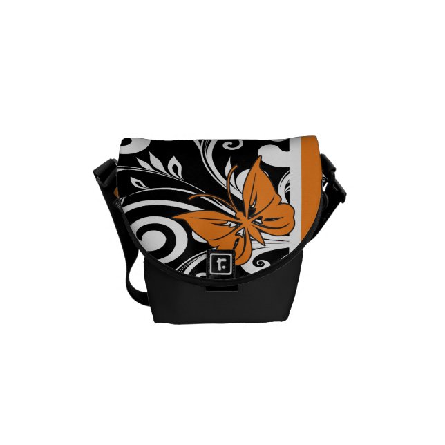 Butterfly Swirls Orange Commuter Bag (Front)