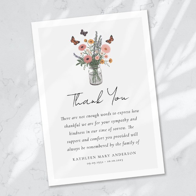 Butterfly Sympathy Funeral Thank You Card (Creator Uploaded)