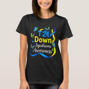 Butterfly t21 support world down syndrome awarenes T-Shirt