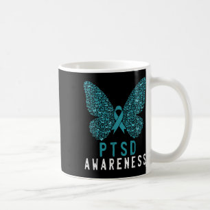 Butterfly Teal Ribbon Rainbow Warrior Ptsd Awarene Coffee Mug