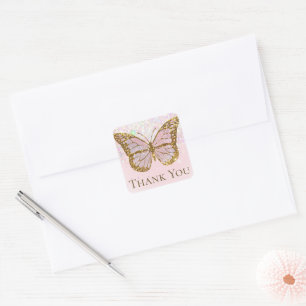 butterfly thank you classic round sticker