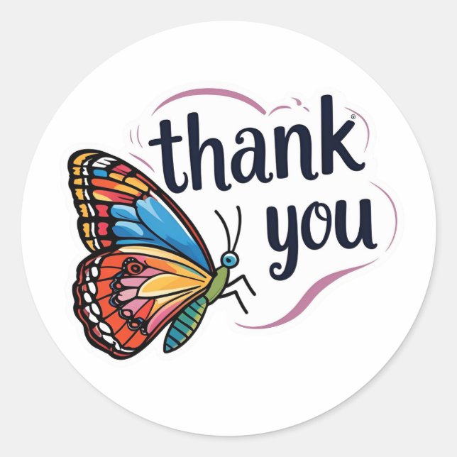 Butterfly Thank You  Classic Round Sticker (Front)