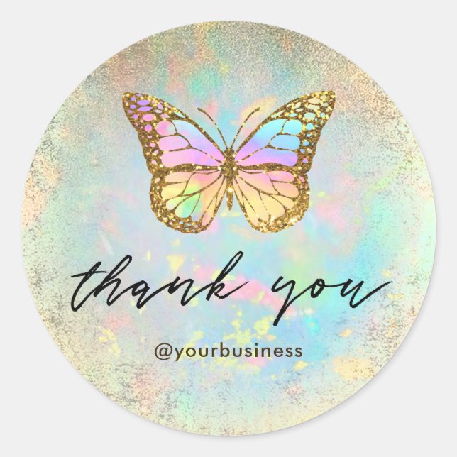 butterfly thank you classic round sticker (Front)