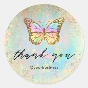 butterfly thank you classic round sticker