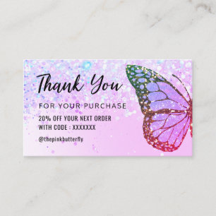 butterfly thank you for your purchase  business card