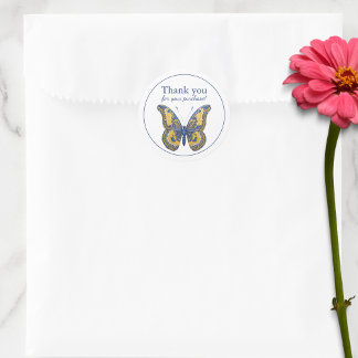 Butterfly Thank You for Your Purchase Classic Round Sticker