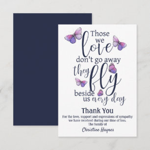 Butterfly Thank You Funeral Sympathy Card