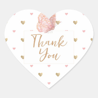 Butterfly Thank You Heart Sticker