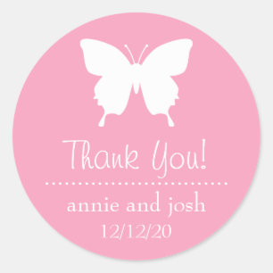 Butterfly Thank You Labels (Pink)