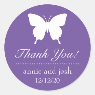 Butterfly Thank You Labels (Plum Purple)
