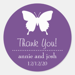 Butterfly Thank You Labels (Purple)