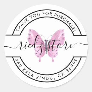 Butterfly Thank You Purchase  Classic Round Sticker