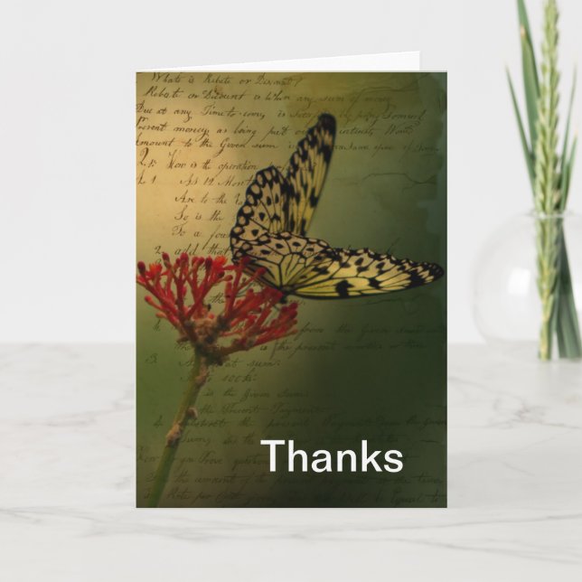 Butterfly Thanks Thank You Card (Front)