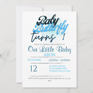 butterfly theme 1st birthday Invitation
