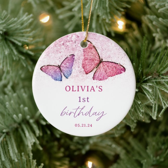 Butterfly Theme 1st Birthday Party Favour Ceramic Tree Decoration (Tree)