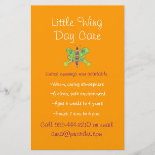 Butterfly theme child care flyer
