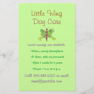 Butterfly theme child care flyer