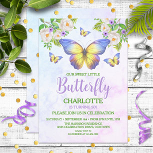 Butterfly Theme Girl's Birthday Party Invitation