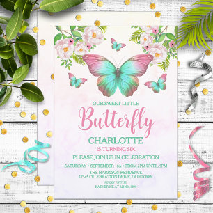 Butterfly Theme Girl's Birthday Party Invitation
