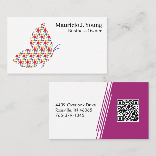Butterfly Theme Professional Modern Colourful Business Card (Front/Back)