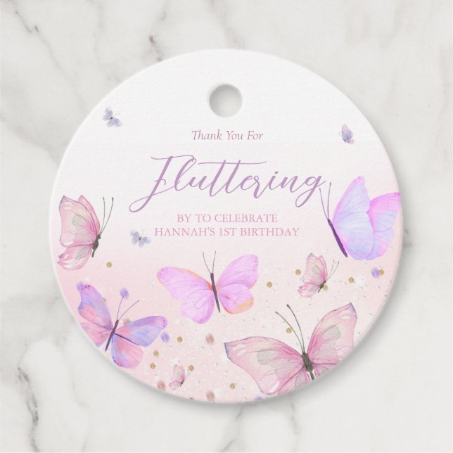 Butterfly Theme Round Favour Tags (Front)