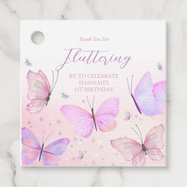 Butterfly Theme Square Favour Tags (Front)