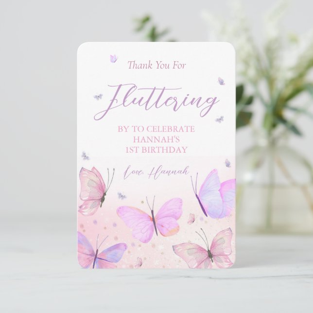 Butterfly Theme Thank You Card (Standing Front)