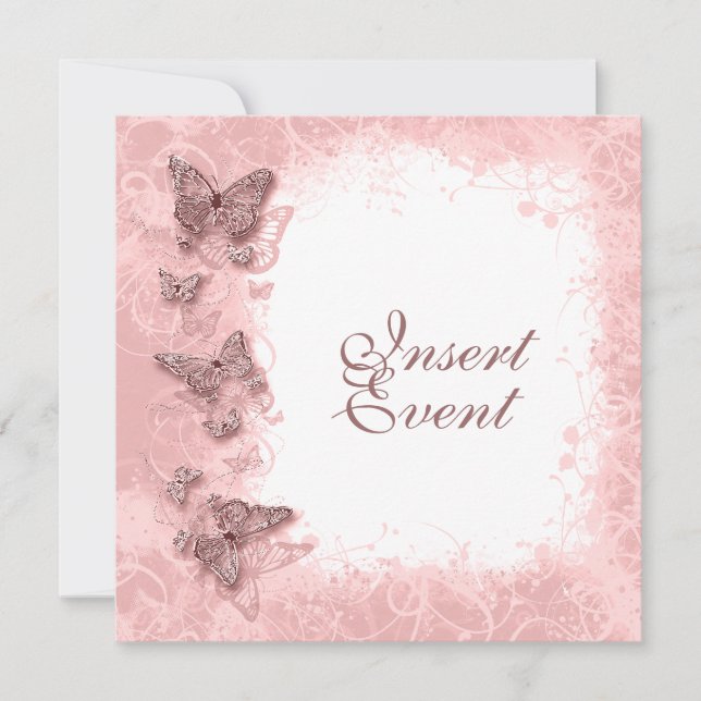 Butterfly theme wedding engagement birthday invitation (Front)